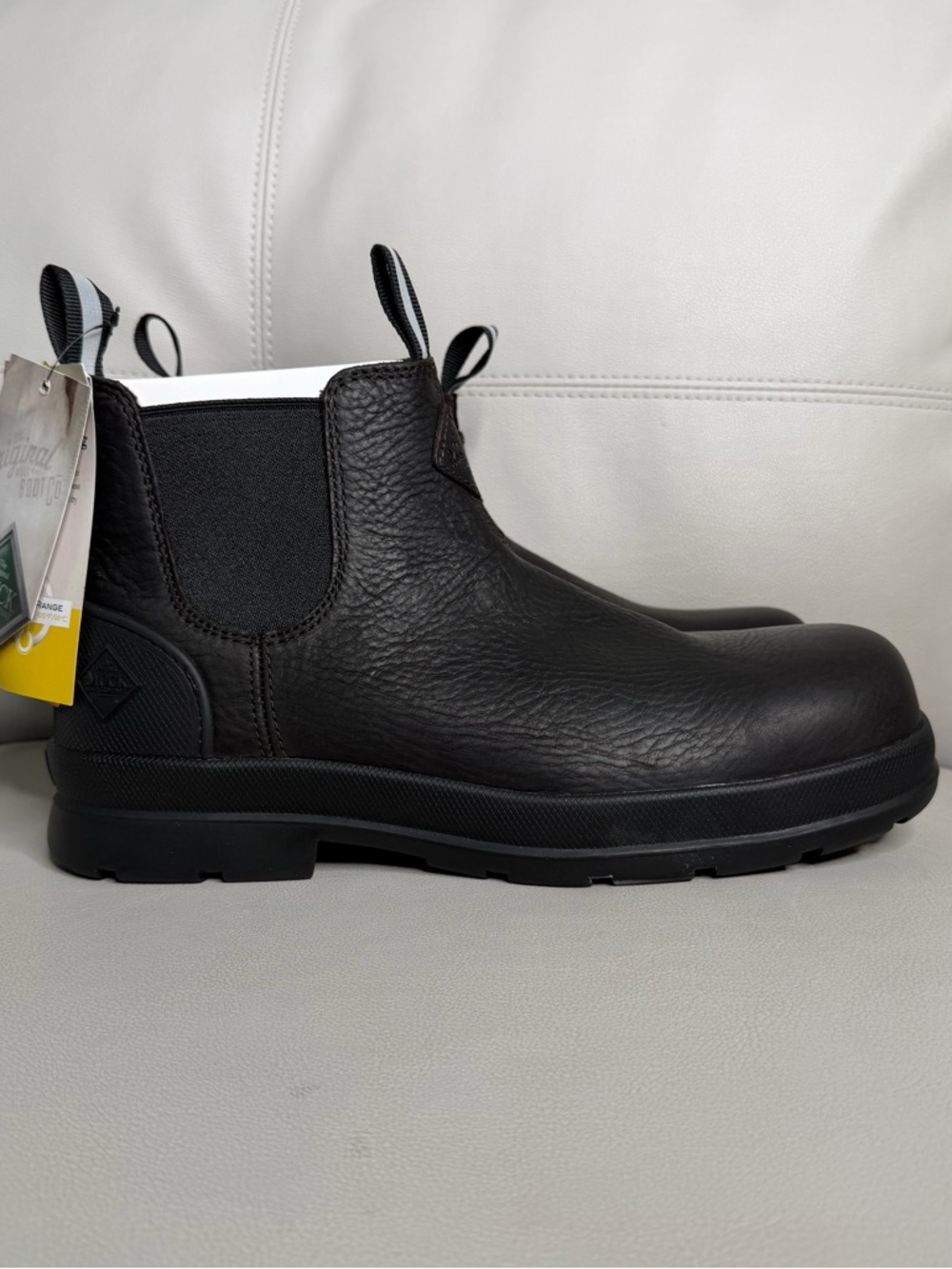 Men’s Black Leather Slip-On Work Chelsea Boots